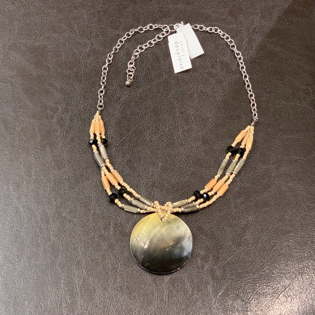 Tan Black Statement Necklace - Nwt 15$
